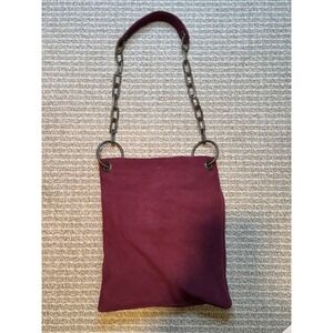Free People Burgundy Suede Chain Shoulder Bag Purse